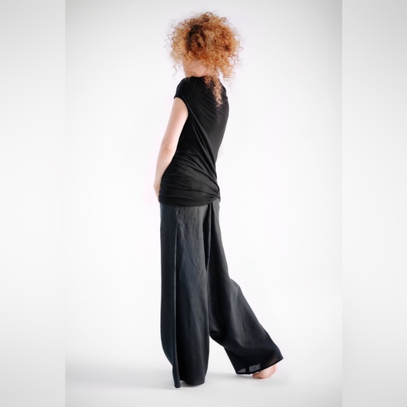 NWOT • Extravagant Drop Crotch Black Linen Pants Size S - Picture 1 of 12